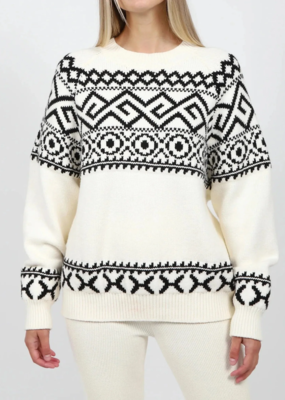 Brunette the Label Brunette the Label - Fair Isle Sweater In Cream with Black
