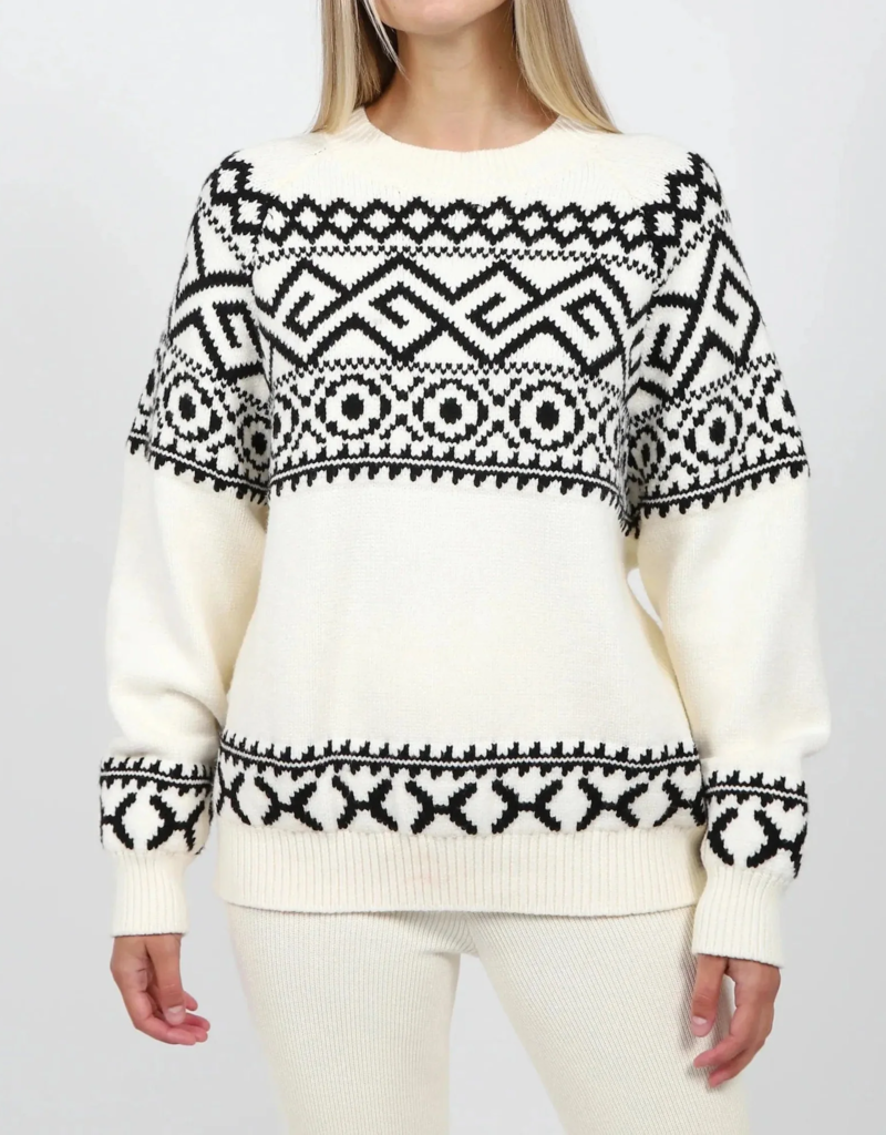 Brunette the Label Fair Isle Sweater In Cream W/ Black