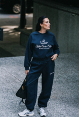 Brunette the Label Take Care Perfect Crew in Navy w/ White