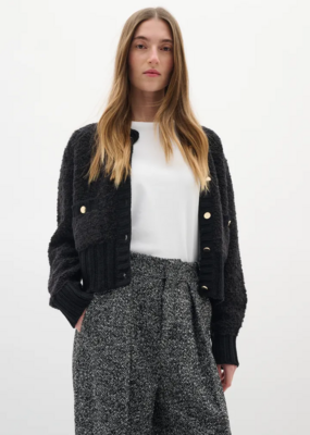 InWear Guo Fuzzy Cardigan in Black