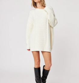 John and Jenn Kylo Cable Knit Sweater Dress in Frothed Cream