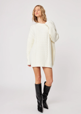 John and Jenn Kylo Cable Knit Sweater Dress in Frothed Cream