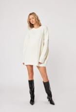 John and Jenn Kylo Cable Knit Sweater Dress in Frothed Cream