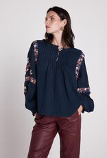 Louizon Ploum Embroidered Blouse in Navy