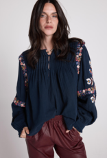 Louizon Ploum Embroidered Blouse in Navy
