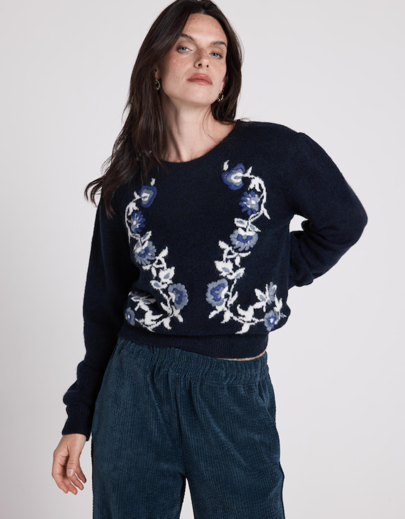 Louizon Yacopo Mohair and Wool Knit in Navy