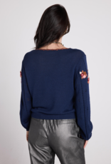 Louizon Gayati Embroidered Knit in Navy