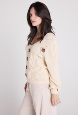 Louizon Grams Knit V-Neck With Embroidery Detail in Ecru