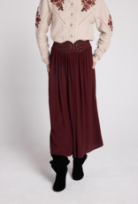 Louizon Feroe Belted Midi Skirt in Bordeaux