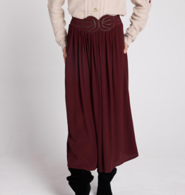 Louizon Feroe Belted Midi Skirt in Bordeaux