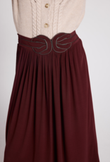 Louizon Feroe Belted Midi Skirt in Bordeaux