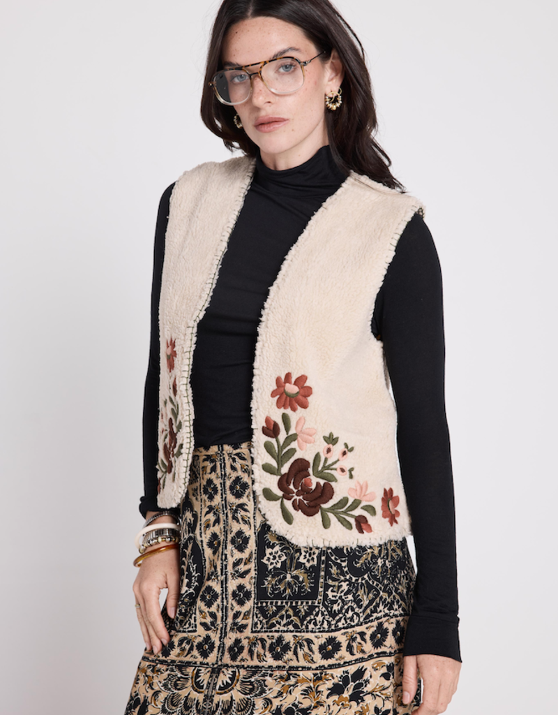 Louizon Yamina Cotton Embroidered Fleece Vest