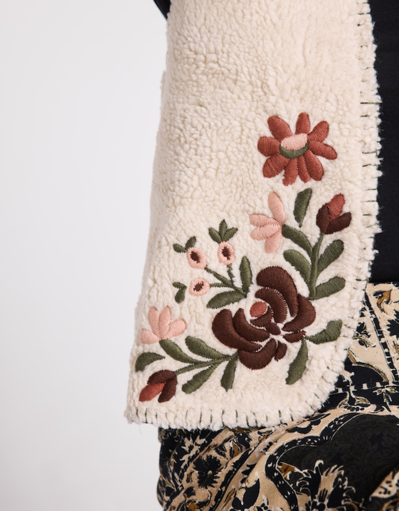 Louizon Yamina Cotton Embroidered Fleece Vest