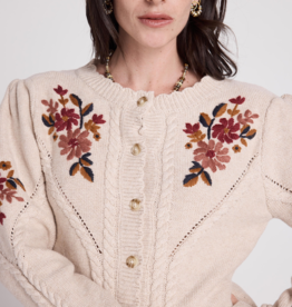 Louizon Varsow Embroidered Cardigan in Ecru