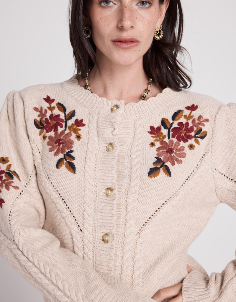 Louizon Varsow Embroidered Cardigan in Ecru (FINAL SALE)