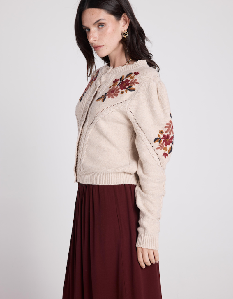 Louizon Varsow Embroidered Cardigan in Ecru (FINAL SALE)