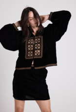 Louizon Ciceron Velvet Jacket With Embroidery Detail in Black