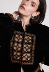 Louizon Ciceron Velvet Jacket With Embroidery Detail in Black