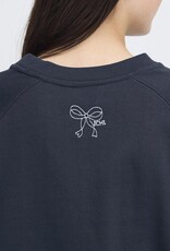 ICHI Marrot Bow Embroidered Crew Neck in Total Eclipse