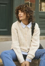 Cream Junah Woven Cardigan in Oat