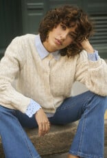 Cream Junah Woven Cardigan in Oat