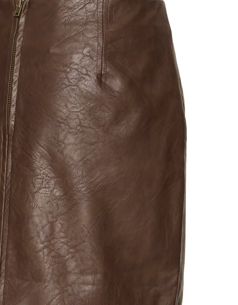 B.Young Kilavi Faux Leather Skirt In Coffee Bean