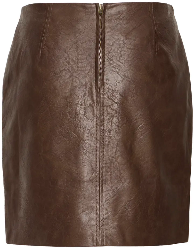 B.Young Kilavi Faux Leather Skirt In Coffee Bean