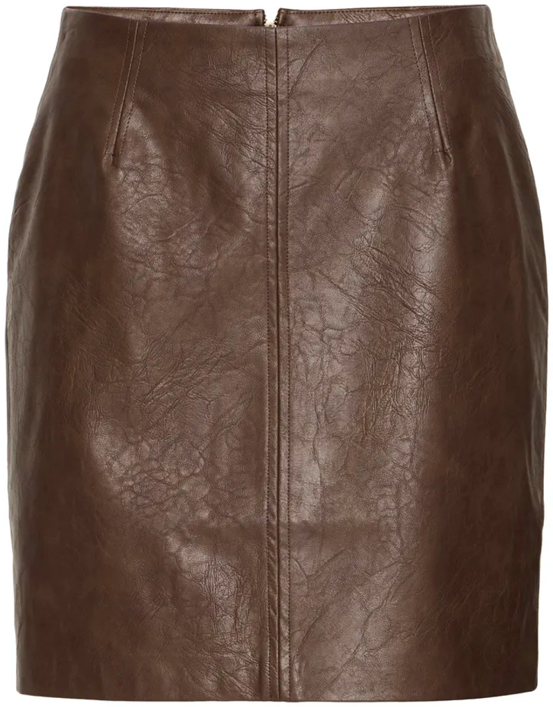 B.Young Kilavi Faux Leather Skirt In Coffee Bean