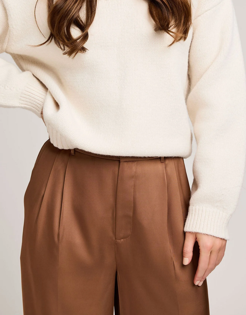 Gentle Fawn Amelie Satin Pant in Chestnut