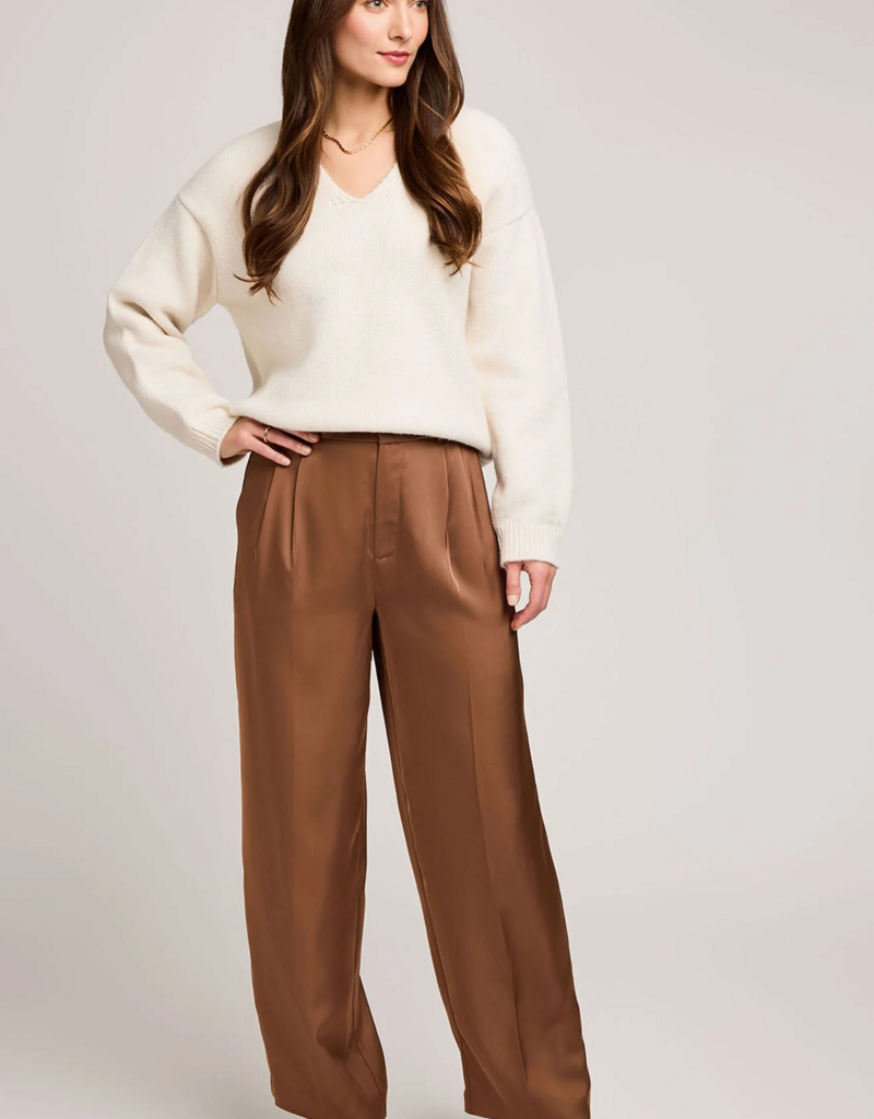 Gentle Fawn Amelie Satin Pant in Chestnut