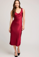 Gentle Fawn Astra Satin Midi Dress in Crimson