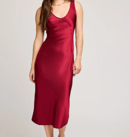 Gentle Fawn Astra Satin Midi Dress in Crimson