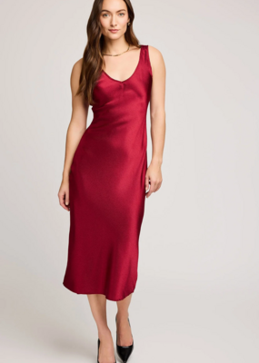 Gentle Fawn Astra Satin Midi Dress in Crimson