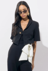 Adelyn Rae Lanis Short Overlay Jacket with Gold Button Closure