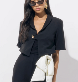 Adelyn Rae Lanis Short Overlay Jacket with Gold Button Closure