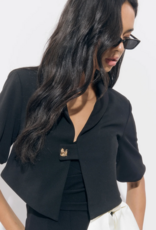 Adelyn Rae Lanis Short Overlay Jacket with Gold Button Closure