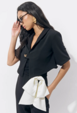 Adelyn Rae Lanis Short Overlay Jacket with Gold Button Closure