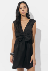 Adelyn Rae Elaine Bow Tafeta Mini Dress in Black