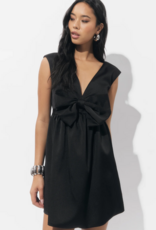 Adelyn Rae Elaine Bow Tafeta Mini Dress in Black