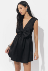 Adelyn Rae Elaine Bow Tafeta Mini Dress in Black