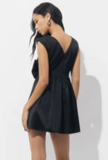Adelyn Rae Elaine Bow Tafeta Mini Dress in Black