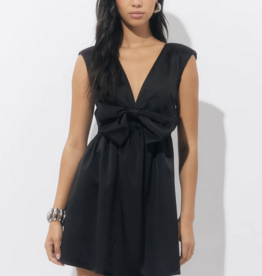 Adelyn Rae Elaine Bow Tafeta Mini Dress in Black