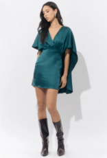 Adelyn Rae Aria Satin Cape Mini Dress in Dark Teal