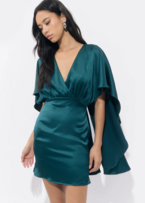 Adelyn Rae Aria Satin Cape Mini Dress *XS Left*