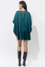 Adelyn Rae Aria Satin Cape Mini Dress in Dark Teal
