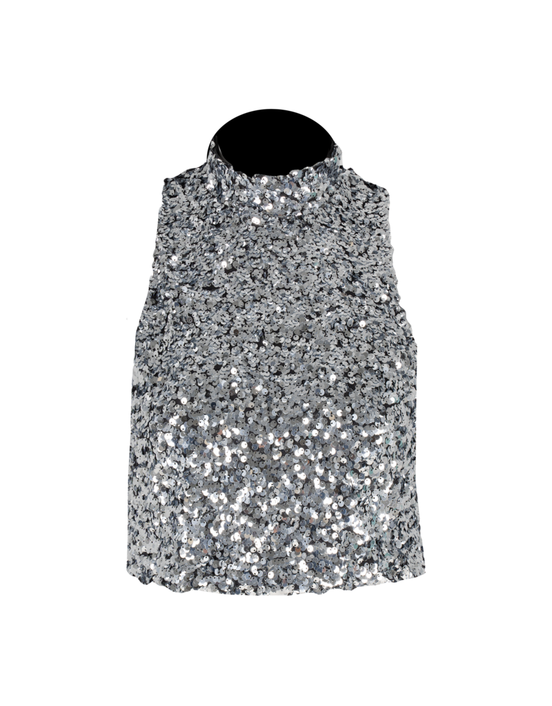 ASTRID Pixie Silver Sequin Crop Tank
