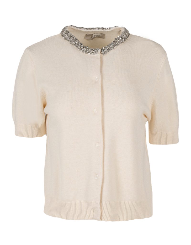 ASTRID Embellished Collar Cardigan in Cream