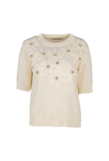 ASTRID Floral Short Sleeve Embellished Sweater (FINAL SALE)