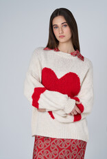 ASTRID Oversized Red Heart Knit Sweater