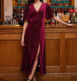Angel Eye Dover Velvet Shimmer Dress in Burgundy